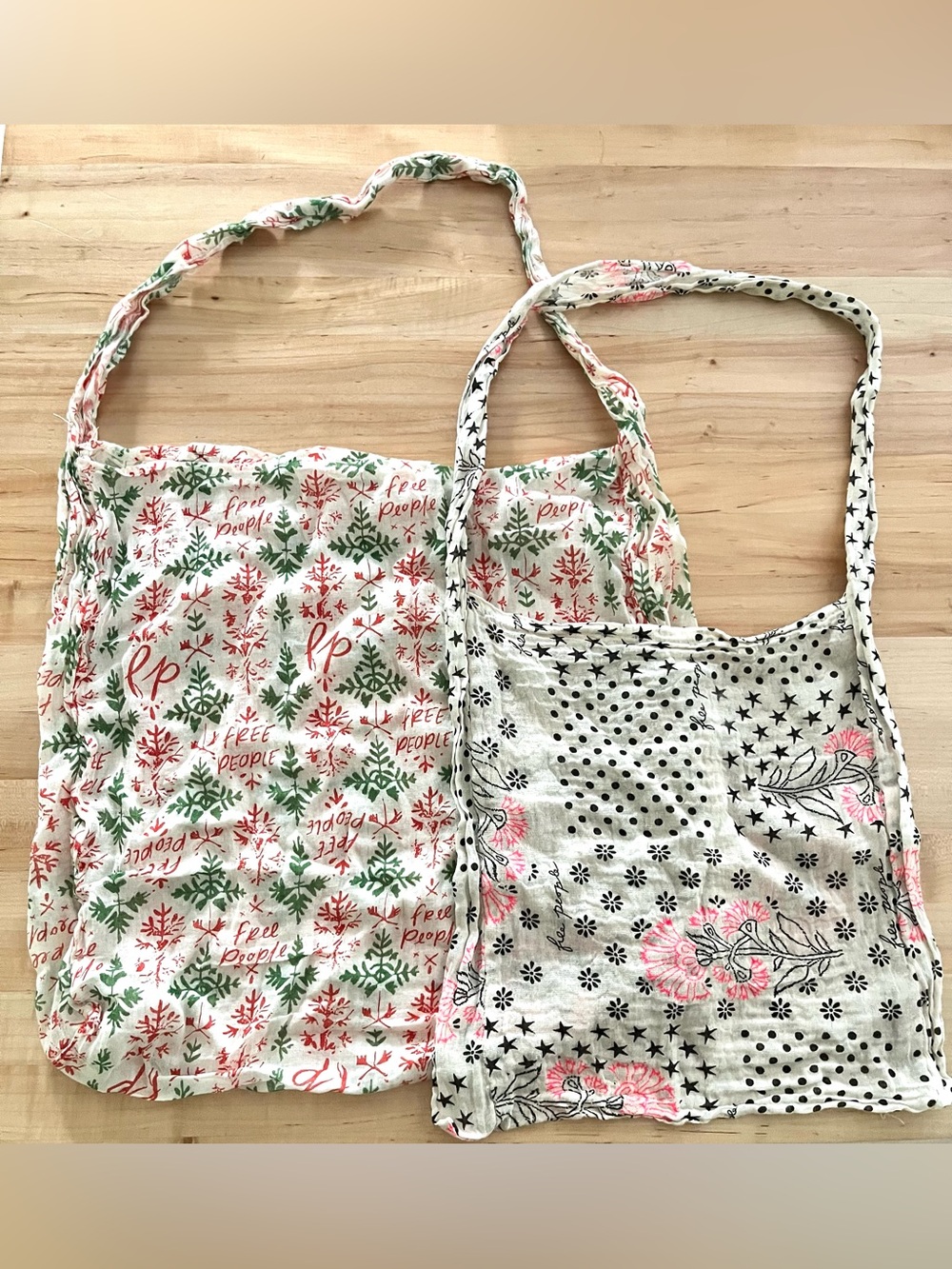 Free People (2) iconic Free People reusable gauze tote bags